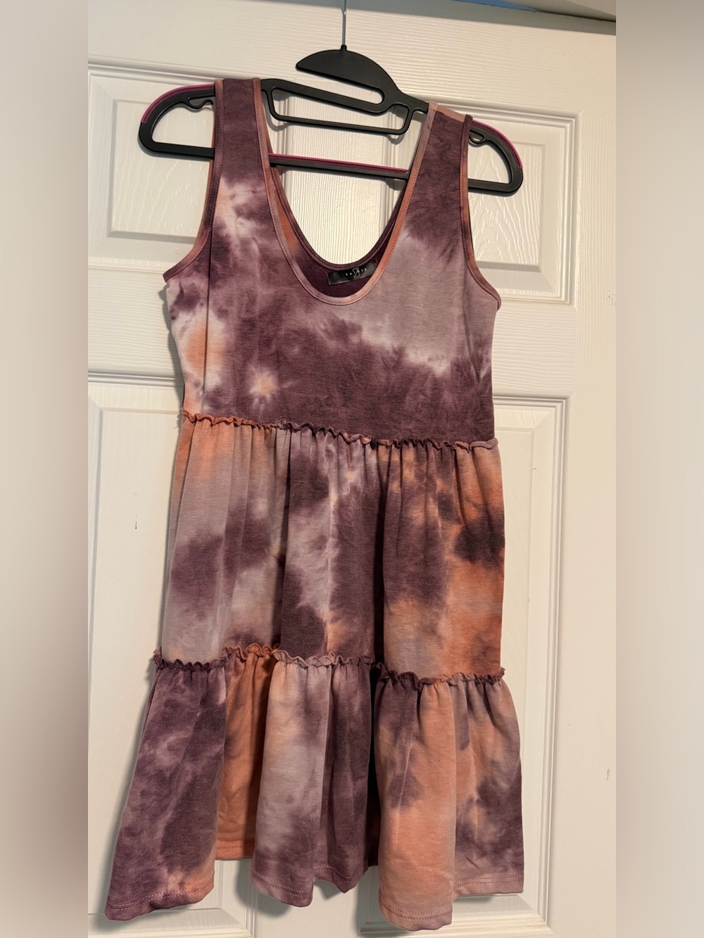 Tie-Dye Tank Tiered Dress - Plum & Peach Xs 21 Saints brand